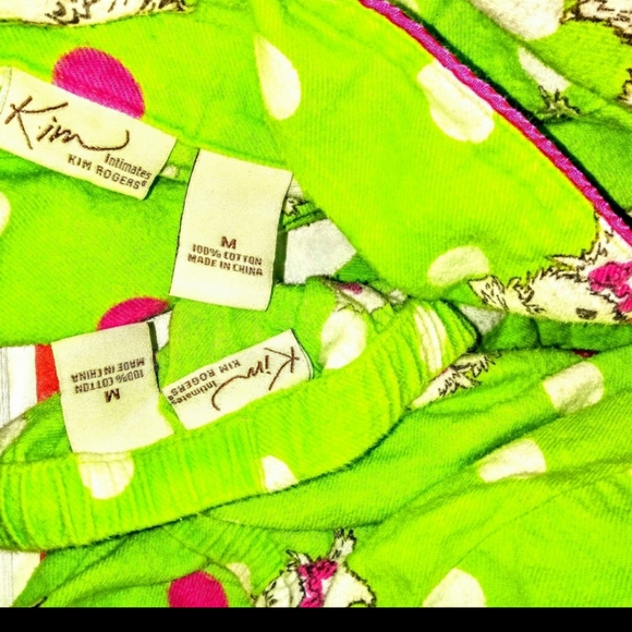 Kim Rogers Pajama Set Size M Lime Scottie Print - Picture 5 of 5